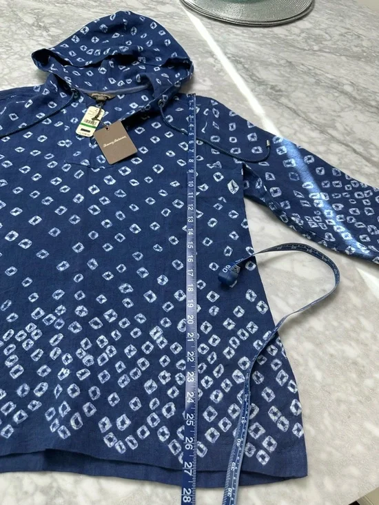 Tommy Bahama NWT Navy Blue Printed Linen Hooded Tunic $138 Retail - Picture 10 of 15